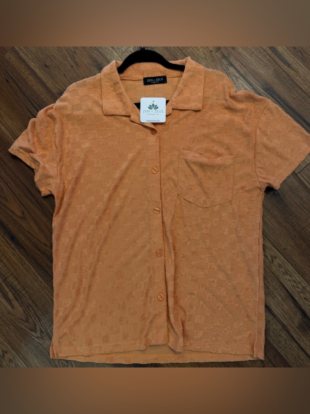 Terry Cloth Checkered Button Up